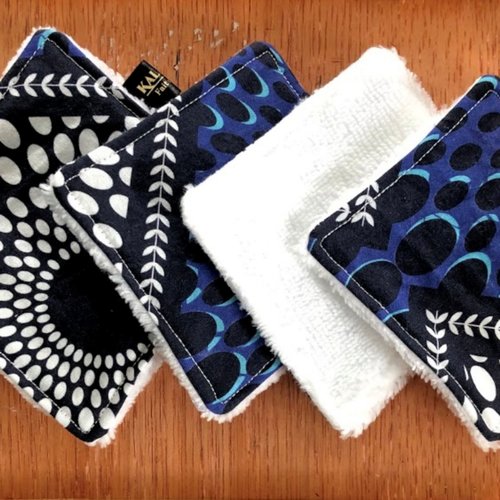 Lingettes lavables et réutilisables en coton et éponge de bambou