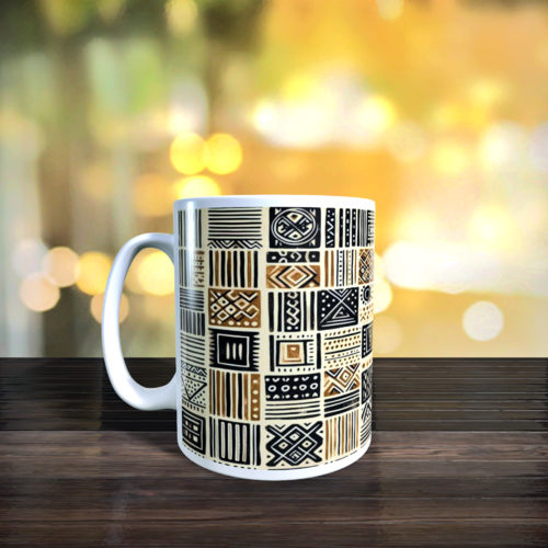 Mug en céramique à motifs bogolan