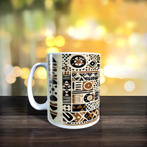 Mug en céramique à motifs bogolan