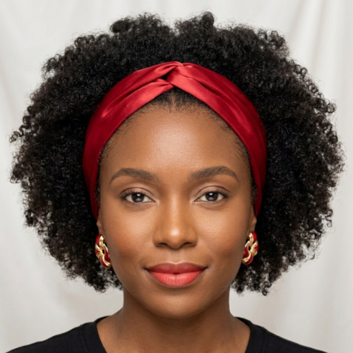 Headband bandeau cheveux torsadé en satin rouge