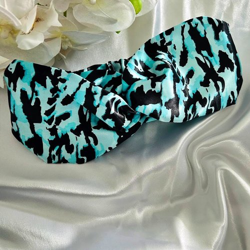Headband bandeau cheveux torsadé en satin vert