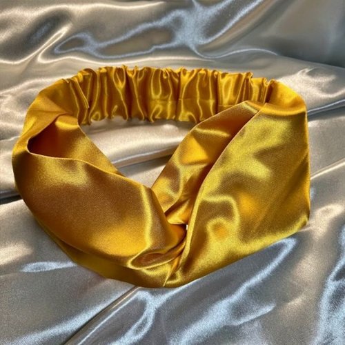 Headband bandeau cheveux torsadé en satin or