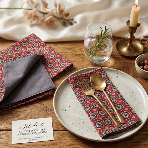 Serviette de table doublée lot de 4