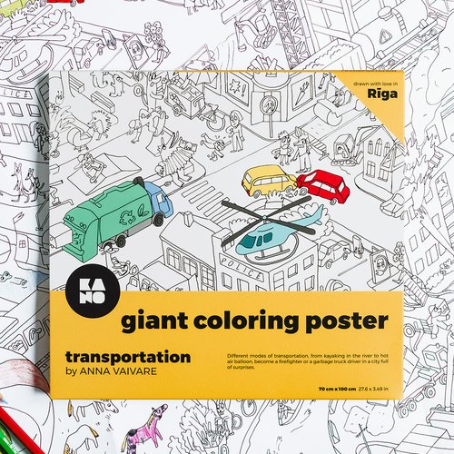 Poster xxl à colorier "transports"