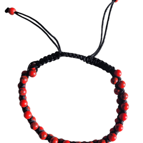 Bracelet macramé perles naturelles turquoise rouge