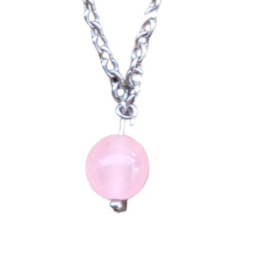 Chaîne de cheville perle naturelle quartz rose