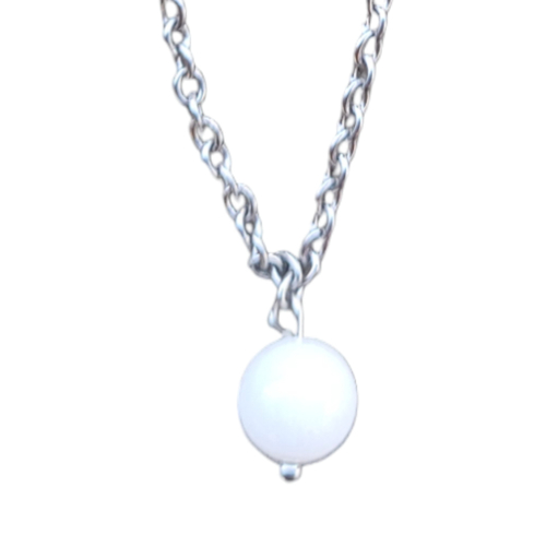 Chaîne de cheville perle naturelle jade blanc