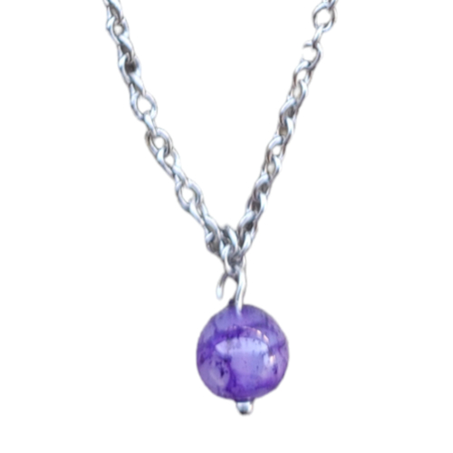 Chaîne de cheville perle naturelle veine de dragon violette