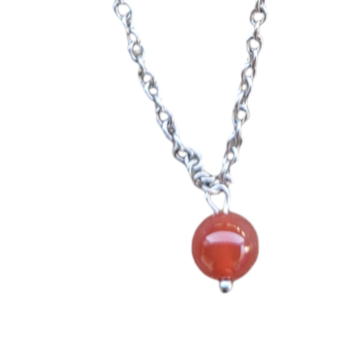 Chaîne de cheville perle naturelle agate rouge