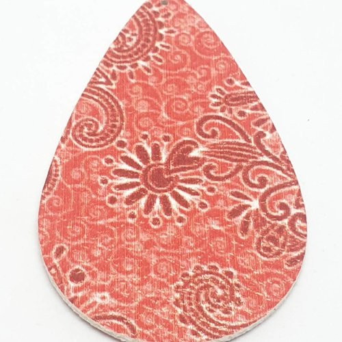 Estampe simili cuir dessin de fleur rouge