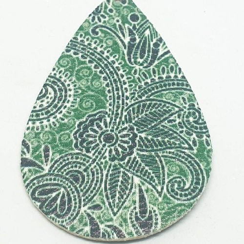Estampe simili cuir dessin de fleur vert