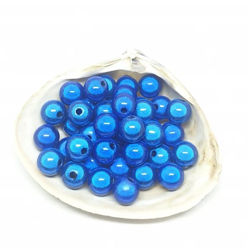 Lot de 10 perles en acryliques bleu roi