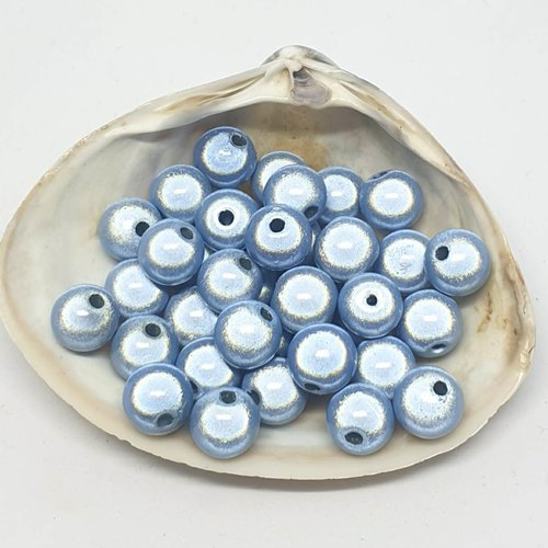 Lot de 10 perles en acryliques bleu ciel