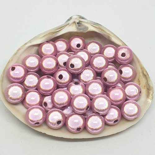 Lot de 10 perles en acryliques rose