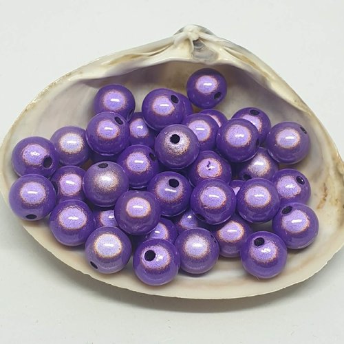 Lot de 10 perles en acryliques violet