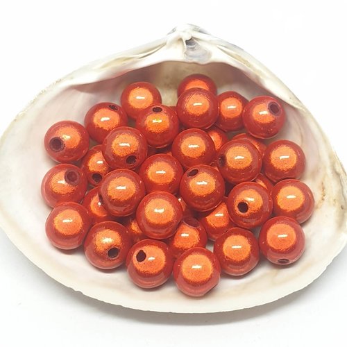 Lot de 10 perles en acryliques orange