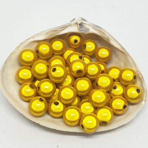 Lot de 10 perles en acryliques jaune