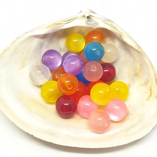 Lot de 23 perles en acryliques rondes coloris variés