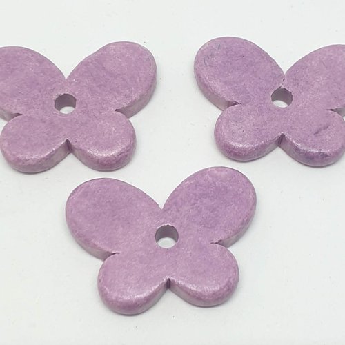 Lot de 3 perles en acryliques papillons violets