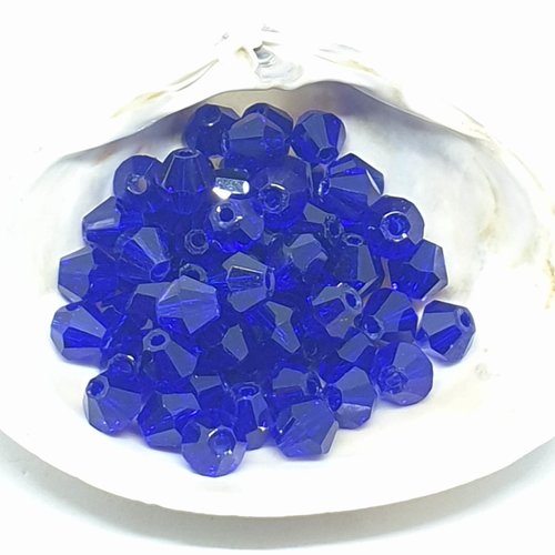 Lot de 10 perles en acryliques toupies bleus rois