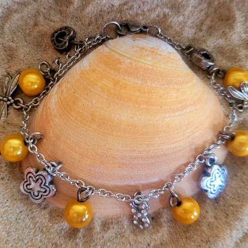 Bracelet breloques perles miracles jaunes
