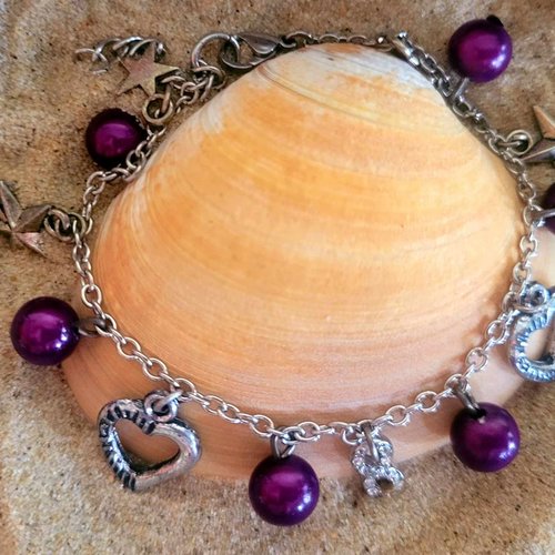 Bracelet breloques perles miracles violettes