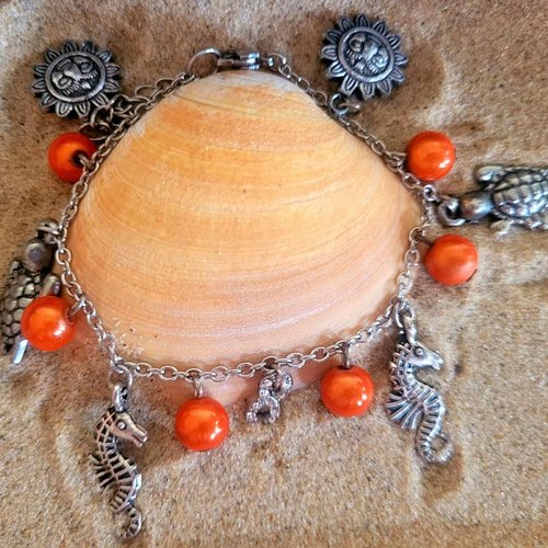 Bracelet breloques perles miracles oranges