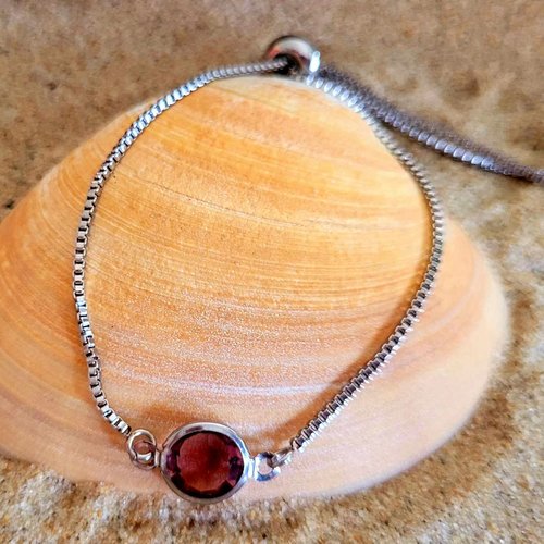 Bracelet en acier réglable cristal serti clos rose