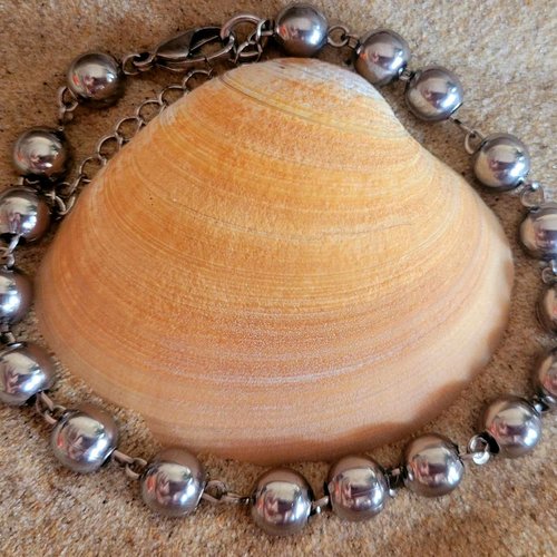 Bracelet homme en acier perles 8 mm