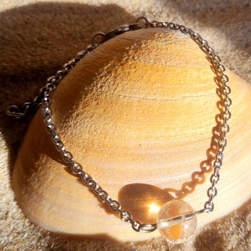 Bracelet en acier perle citrine