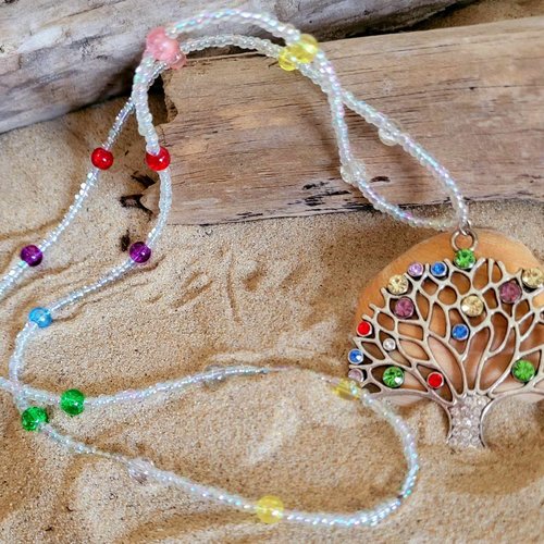 Collier arbre de vie multicolore