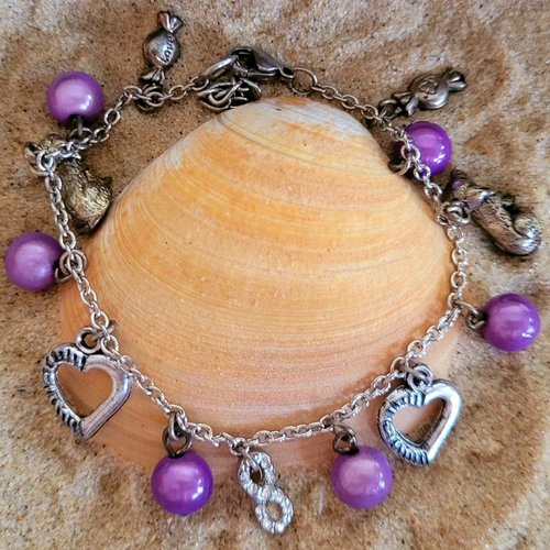 Bracelet breloques perles miracles violettes claires