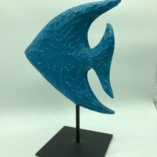 Sculpture poisson tropical bois
