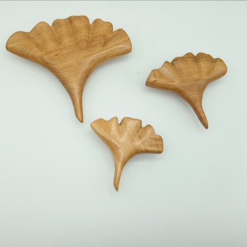 Patères porte manteau en bois feuilles gingko biloba