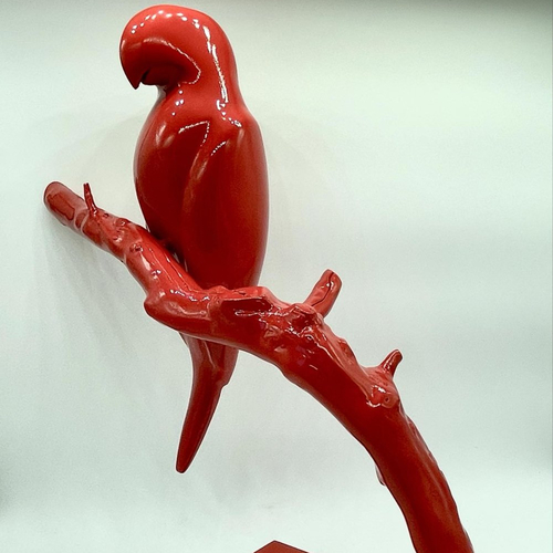 Perroquet sculpture laquée