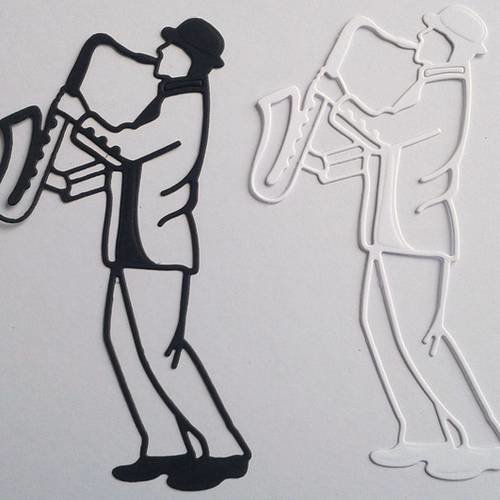 Decoupes hommes jouant du saxophone 
