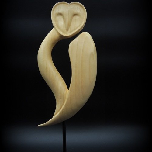 Sculpture bois chouette effraie 
