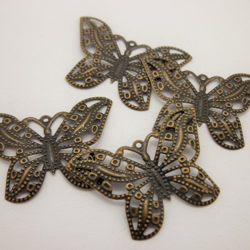 4 estampes flexibles papillon à garnir en métal couleur bronze