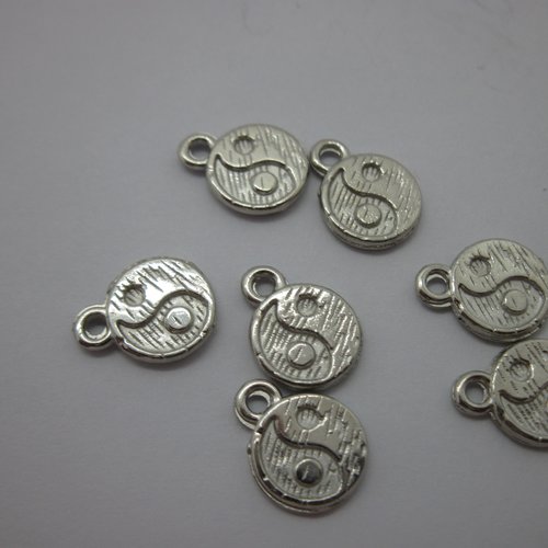 7 breloques "yin yang infini" en métal argenté réversibles