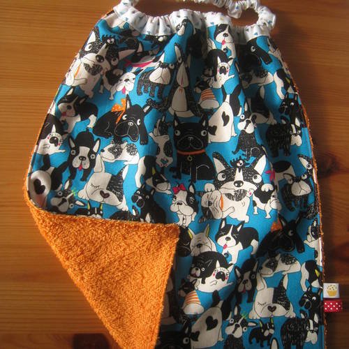 Serviette élastiquée de cantine / de table (garçon fille unisex) tissu coton japonais chien éponge (élastique; japon) 