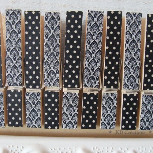 9 pinces à linges décorées (n°46) noir 