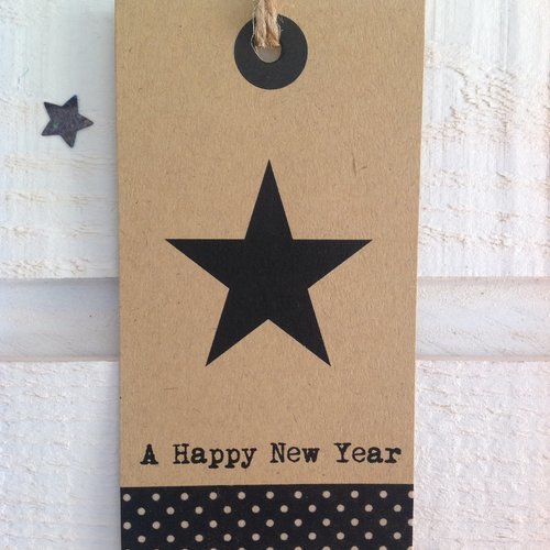 Lot de 6 cartes de voeux kraft etoile "a happy new year"