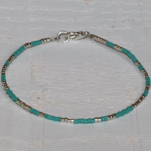 Bracelet miyuki turquoise argenté (n°15)