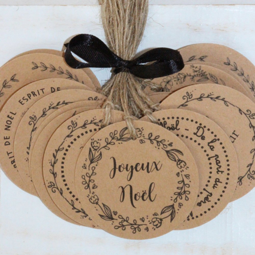 Lot de 20 étiquettes kraft noël mixte