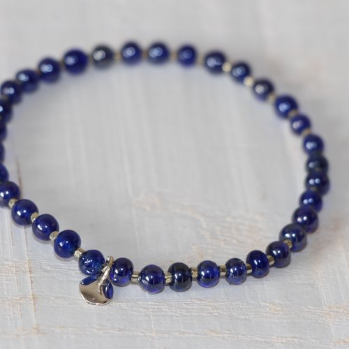 Bracelet perle verre bleu (n°25)