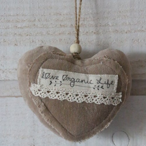 Coeur en velours taupe (love organic life) (n°41)