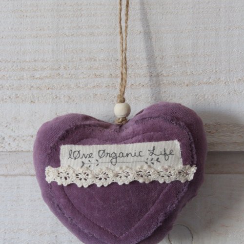 Coeur en velours violet (love organic live) (n°43)