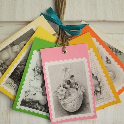 Lot de 10 étiquettes pâques  vintage / colorées