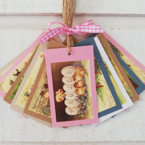 Lot de 12 étiquettes pâques  vintage / colorées