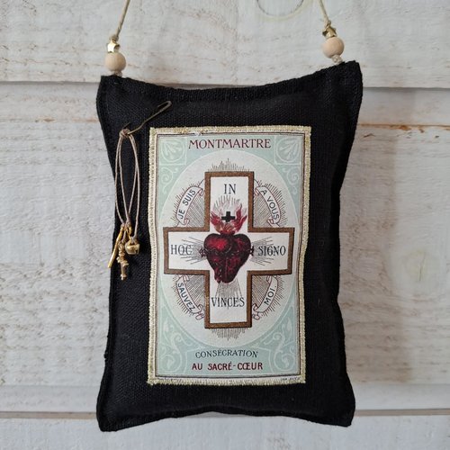 Coussin de porte ex voto (n°4) croix noir
